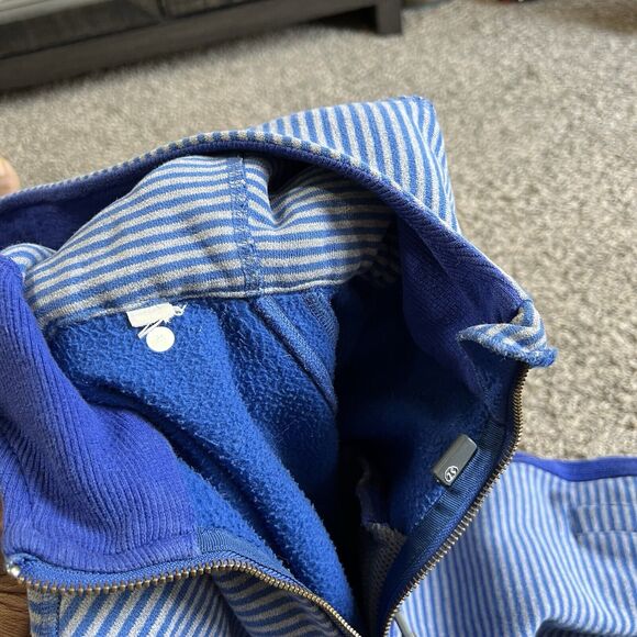 Lululemon Mens Medium Full Zip Sequence Striped Hooded Sweatshirt Hoodie Blue - Picture 5 of 6